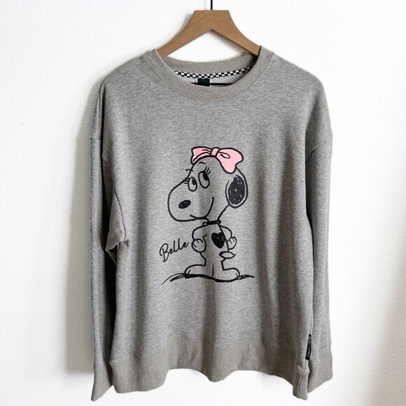 Base Control x Peanuts Sweater Mens Small* Gray Belle Graphic Pullover Crewneck